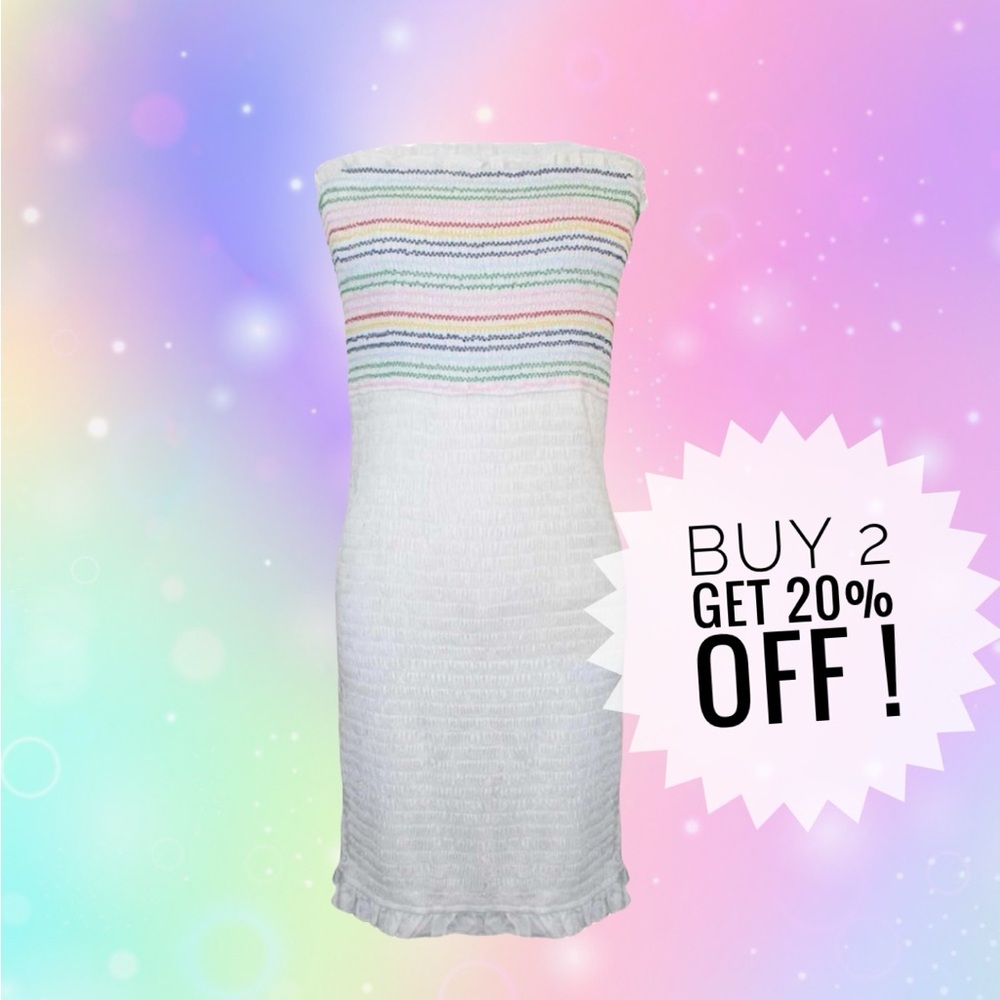 Pink Green Smock Dress Size S - Rainbow Stitch